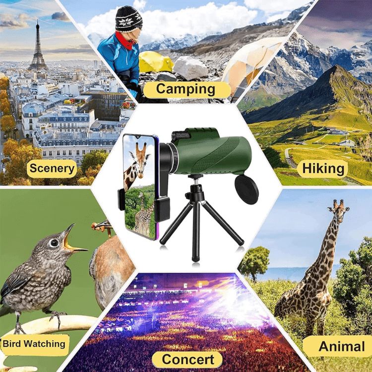 Compact Ultra Zoom Monocular Telescope HD Portable Long Range Viewing Device Lightweight Outdoor Hiking Birdwatching Sports Lens