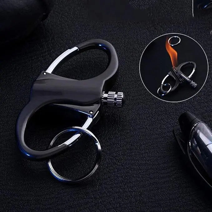 Compact Windproof Survival Lighter Keychain with Carabiner