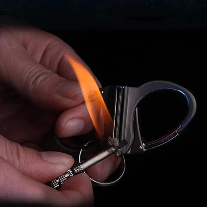 Compact Windproof Survival Lighter Keychain with Carabiner