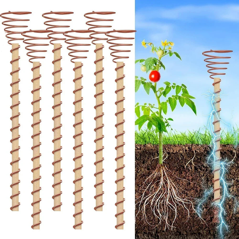 Copper Electroculture Plant Stakes Spiral Garden Antennas