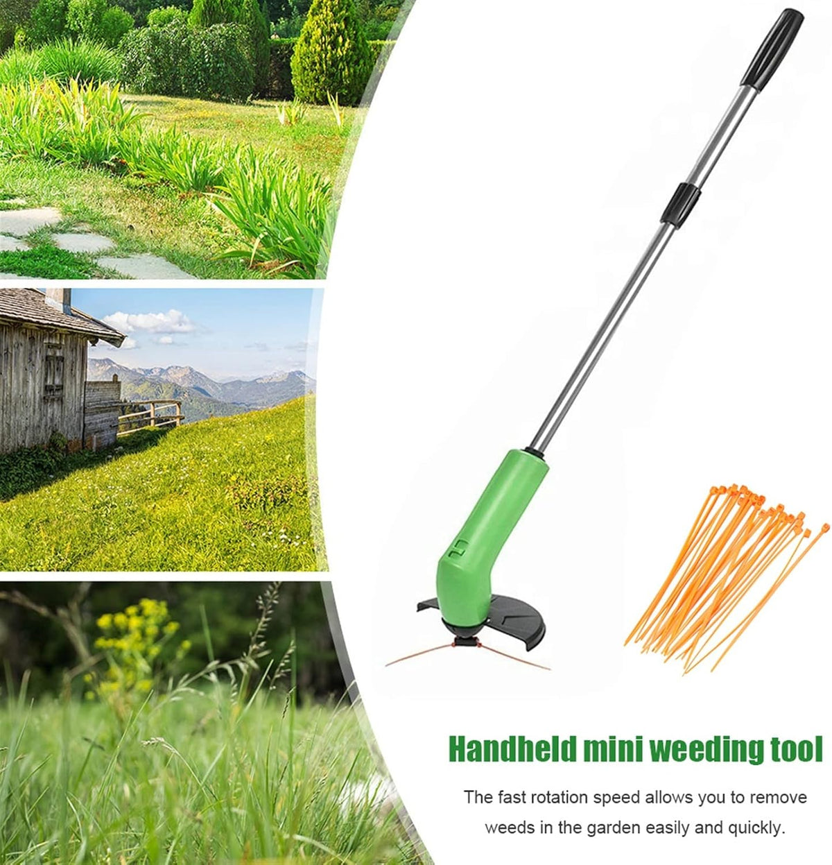 Cordless Battery Powered Grass Trimmer with Extension Pole