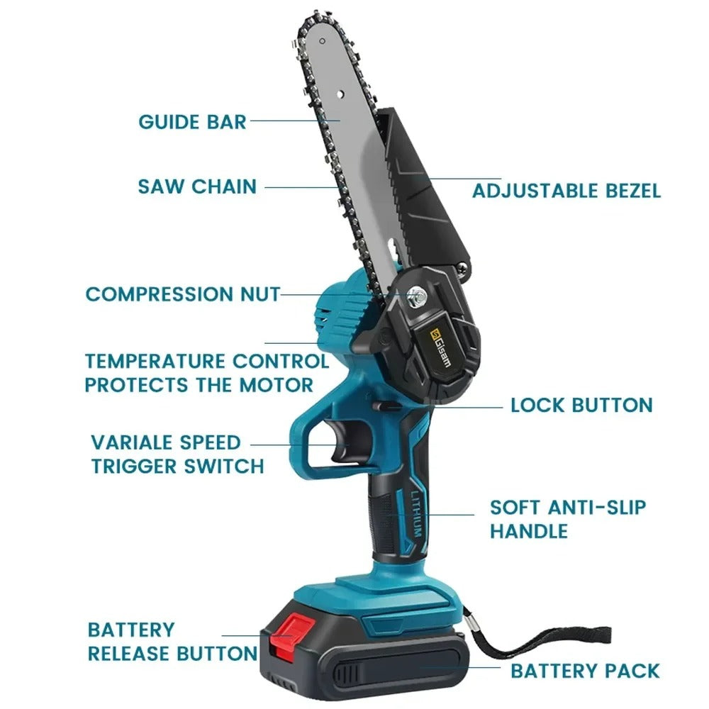 Cordless Electric Chainsaw 6 Inch Lightweight Pruning Tool