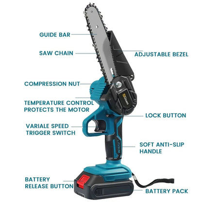 Cordless Electric Chainsaw 6 Inch Lightweight Pruning Tool