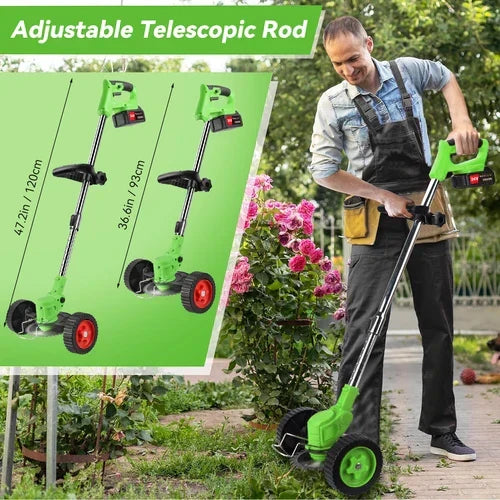 Cordless Electric Grass Trimmer with Adjustable Telescopic Shaft