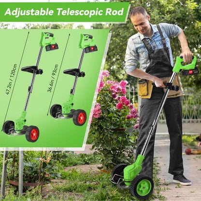 Cordless Electric Grass Trimmer with Adjustable Telescopic Shaft