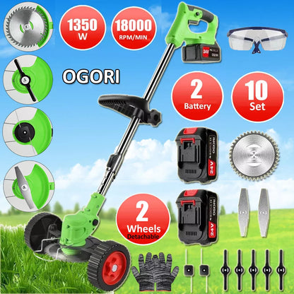 Cordless Electric Grass Trimmer with Adjustable Telescopic Shaft