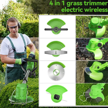 Cordless Electric Grass Trimmer with Adjustable Telescopic Shaft