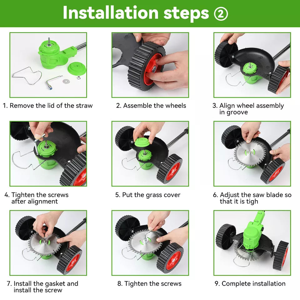 Cordless Electric Grass Trimmer with Adjustable Telescopic Shaft