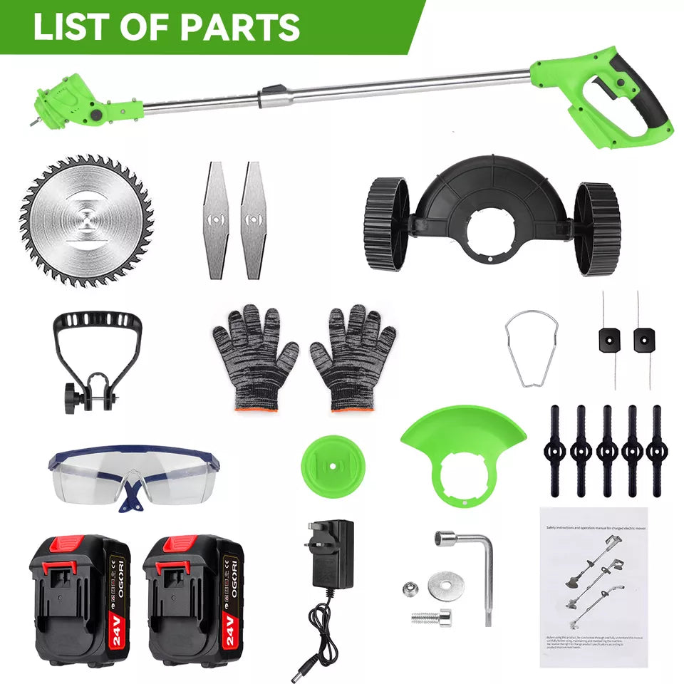 Cordless Electric Grass Trimmer with Adjustable Telescopic Shaft