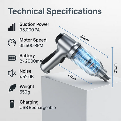Cordless Handheld Car Vacuum Cleaner with 6 Attachments