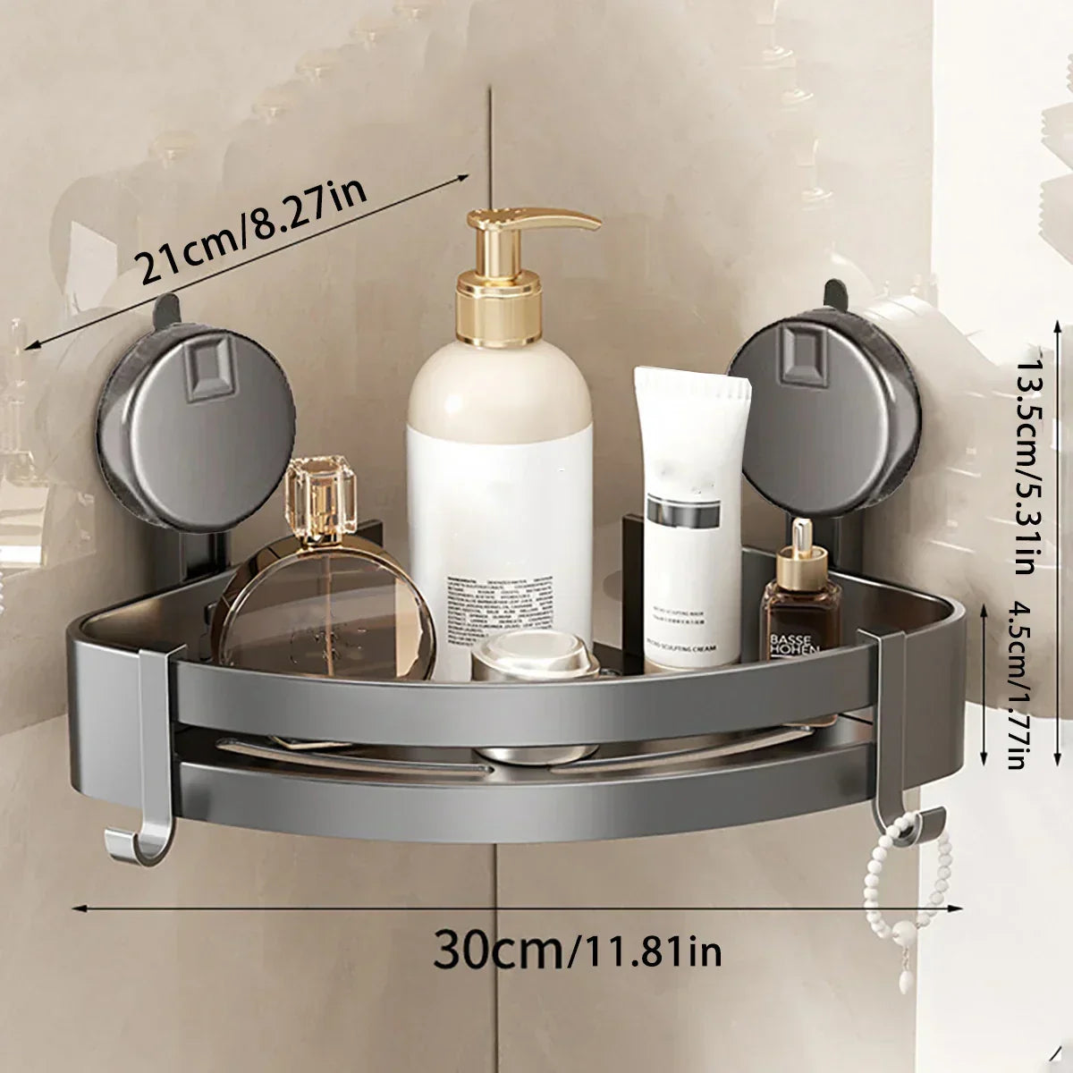 Corner Shower Organizer with No Drill Suction Mount