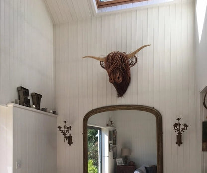 Cow Head Wall Decor Resin Metal Rustic Farmhouse Sculpture