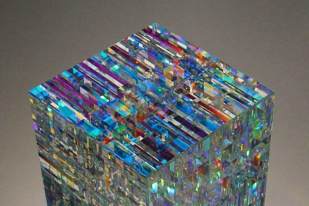 Crystal Rainbow Refraction Cube Decorative Desk Ornament