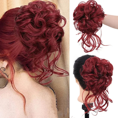 Curly Hair Bun Clip Volumizing Synthetic Hairpiece