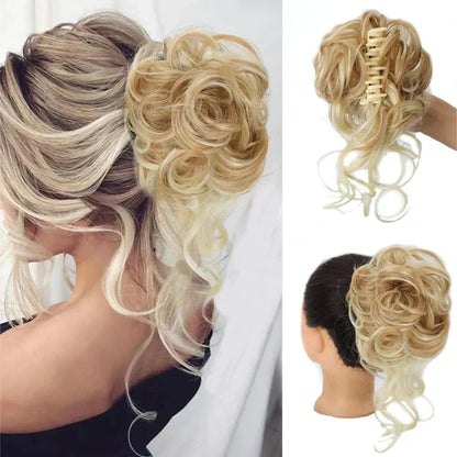 Curly Hair Bun Clip Volumizing Synthetic Hairpiece
