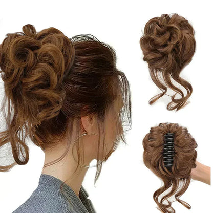 Curly Hair Bun Clip Volumizing Synthetic Hairpiece