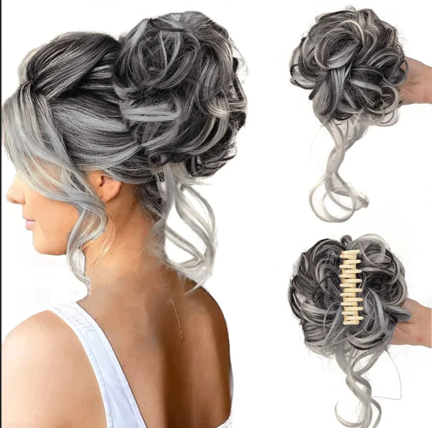 Curly Hair Bun Clip Volumizing Synthetic Hairpiece