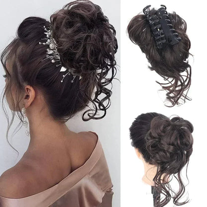 Curly Hair Bun Clip Volumizing Synthetic Hairpiece