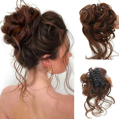 Curly Hair Bun Clip Volumizing Synthetic Hairpiece