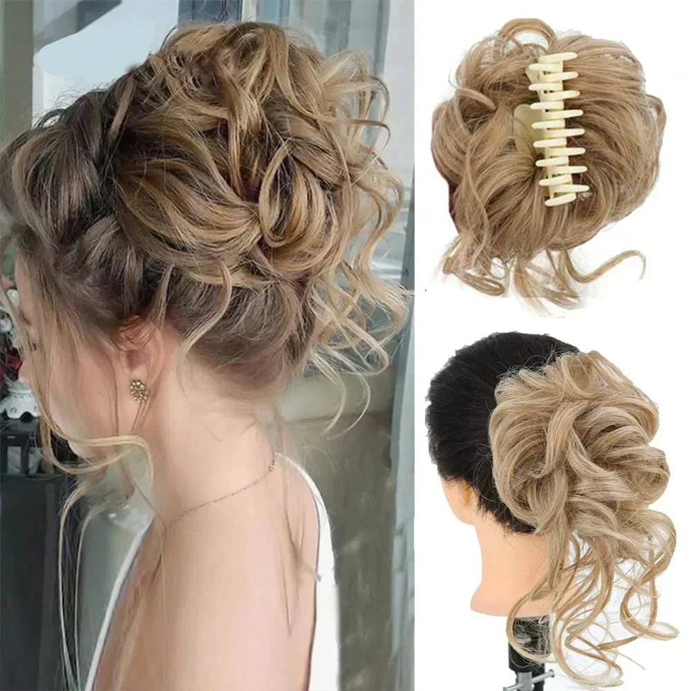 Curly Hair Bun Clip Volumizing Synthetic Hairpiece