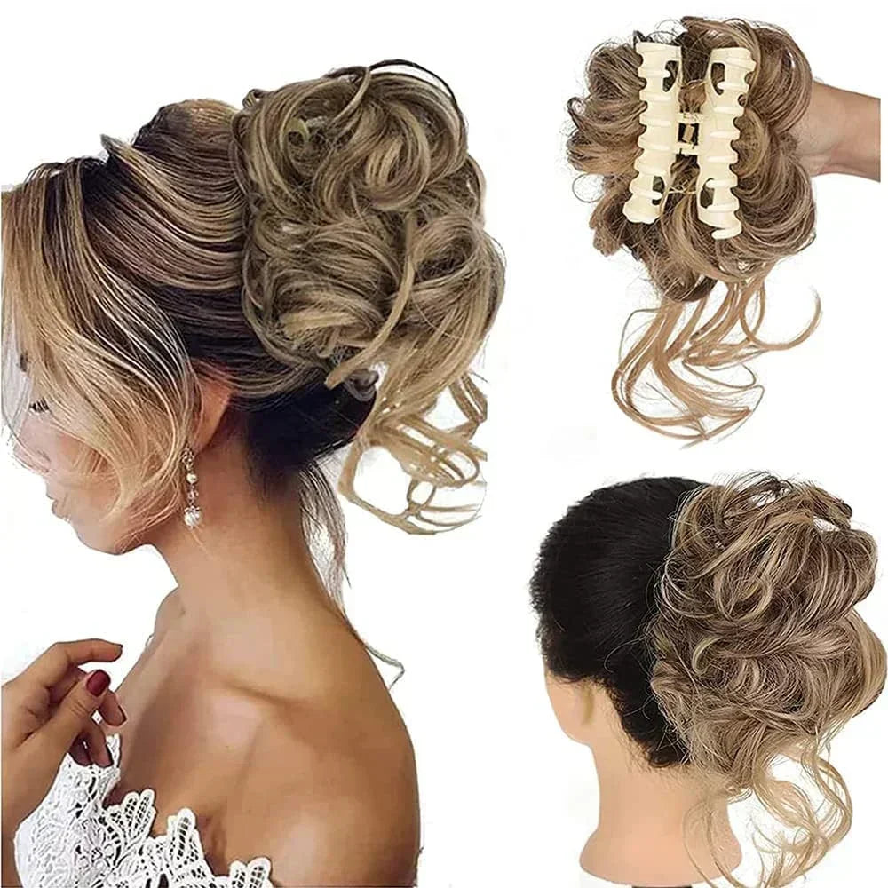 Curly Hair Bun Clip Volumizing Synthetic Hairpiece