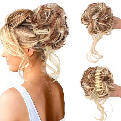 Curly Hair Bun Clip Volumizing Synthetic Hairpiece