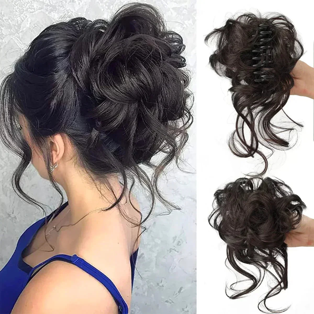 Curly Hair Bun Clip Volumizing Synthetic Hairpiece