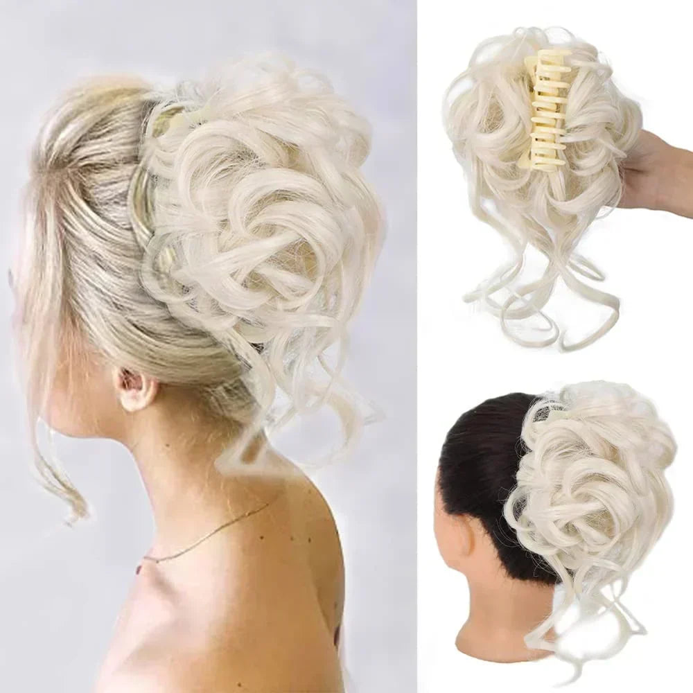 Curly Hair Bun Clip Volumizing Synthetic Hairpiece