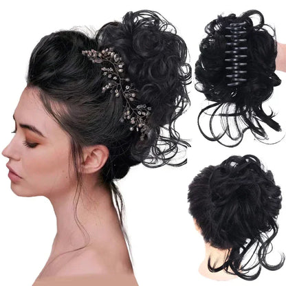 Curly Hair Bun Clip Volumizing Synthetic Hairpiece