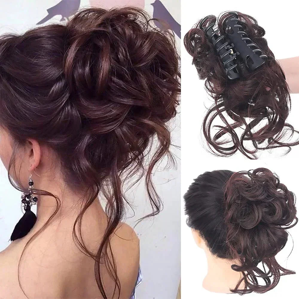 Curly Hair Bun Clip Volumizing Synthetic Hairpiece