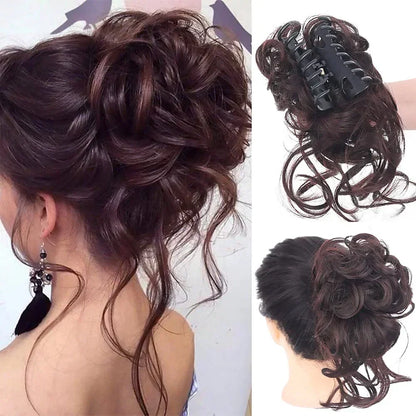 Curly Hair Bun Clip Volumizing Synthetic Hairpiece