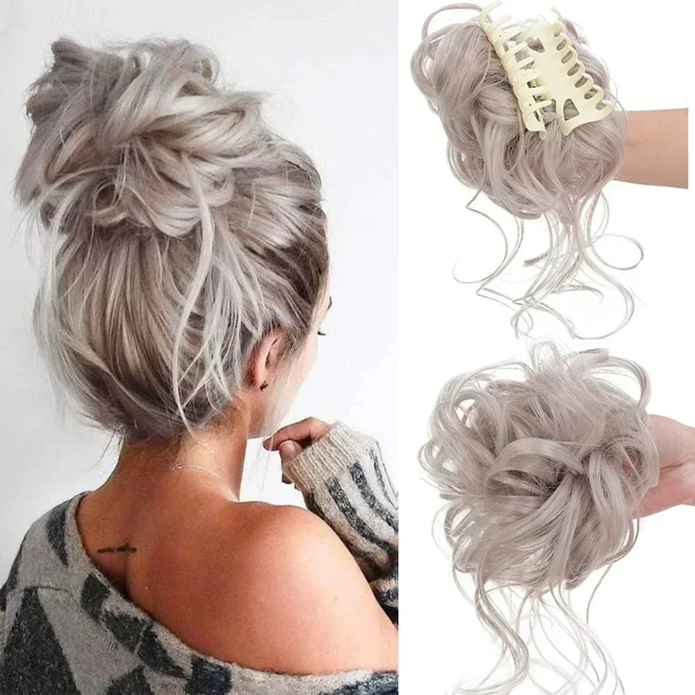 Curly Hair Bun Clip Volumizing Synthetic Hairpiece