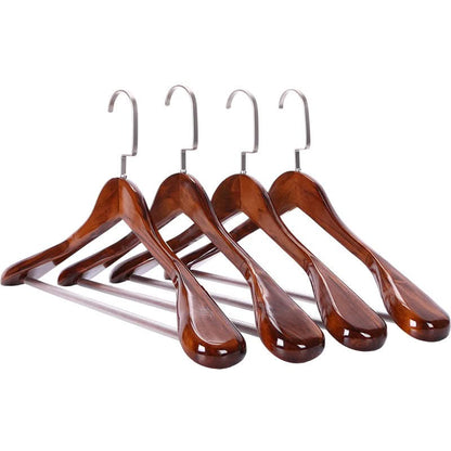 Curved Wooden Clothes Hangers with Metal Hooks