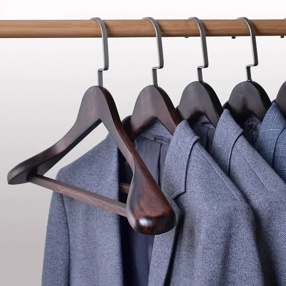 Curved Wooden Clothes Hangers with Metal Hooks