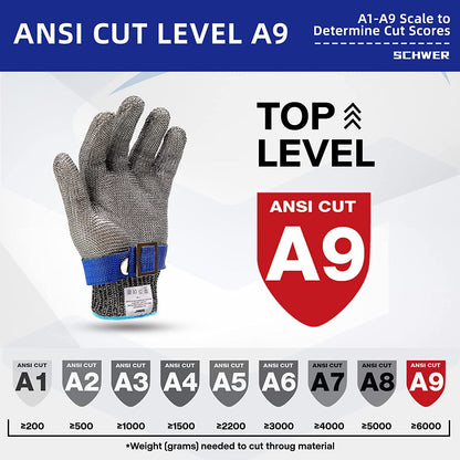 Cut Resistant Stainless Steel Mesh Safety Glove for Food Preparation