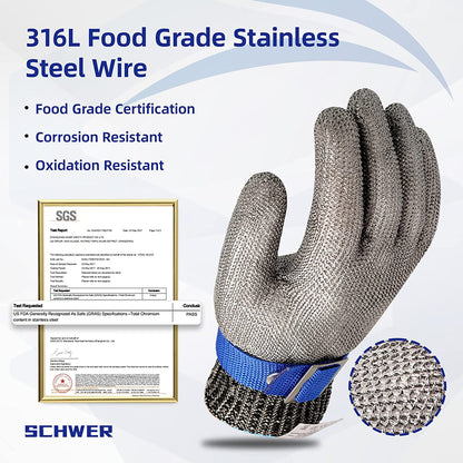 Cut Resistant Stainless Steel Mesh Safety Glove for Food Preparation