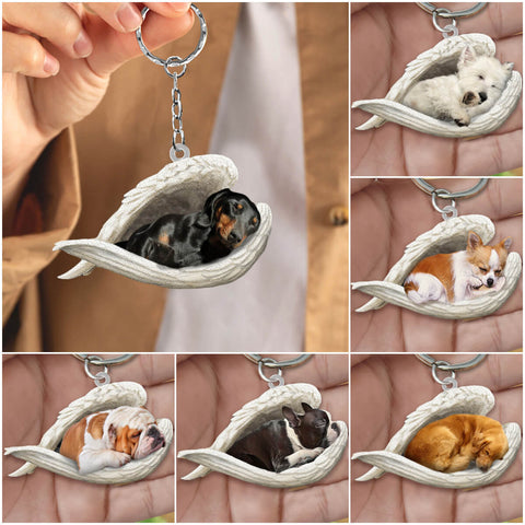 Dachshund Sleeping Angel Reversible Acrylic Keychain