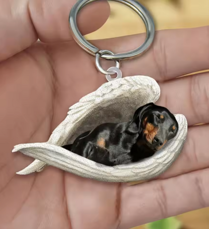 Dachshund Sleeping Angel Reversible Acrylic Keychain
