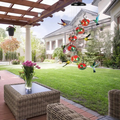 Decorative Hummingbird Feeder with Hanging Wind Chime