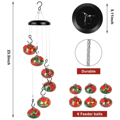 Decorative Hummingbird Feeder with Hanging Wind Chime