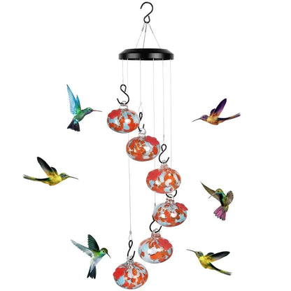 Decorative Hummingbird Feeder with Hanging Wind Chime