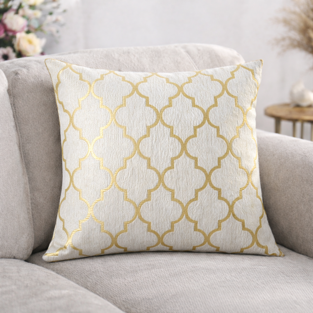 Decorative Printed Cushion Cover with Zipper and Piped Edge