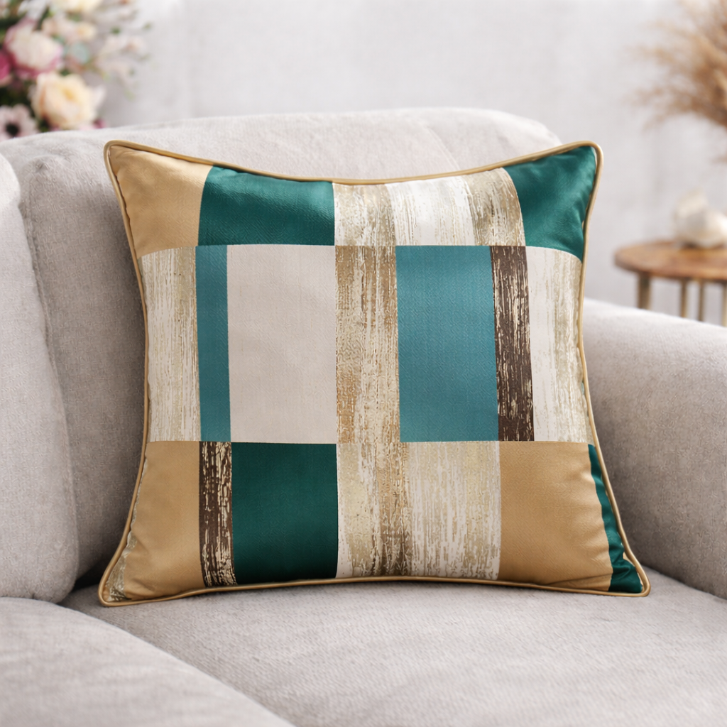 Decorative Printed Cushion Cover with Zipper and Piped Edge