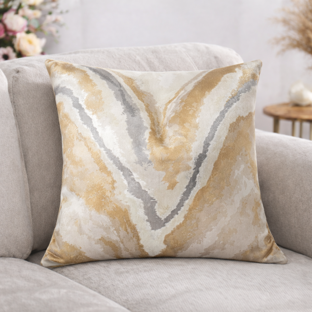 Decorative Printed Cushion Cover with Zipper and Piped Edge