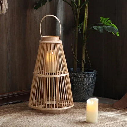 Decorative Rattan Lantern with Flameless LED Candle