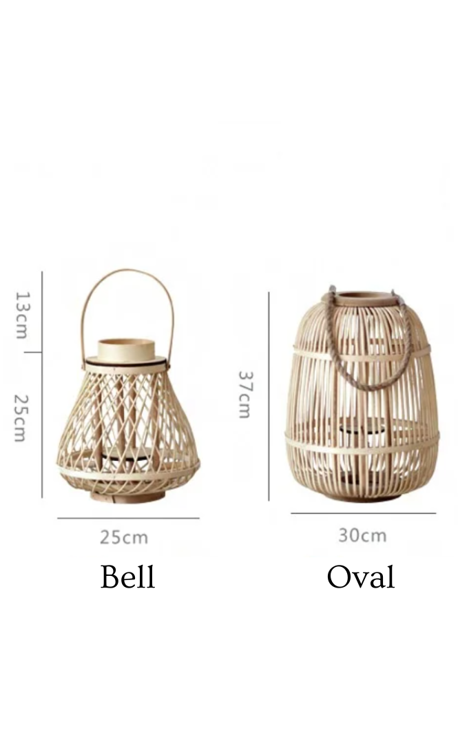 Decorative Rattan Lantern with Flameless LED Candle