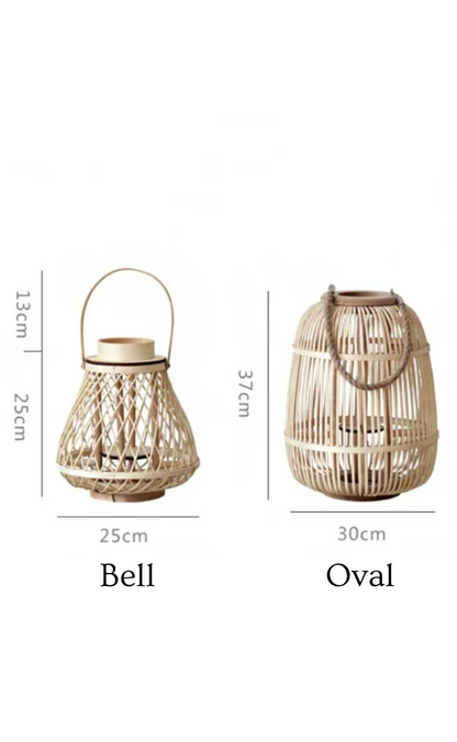 Decorative Rattan Lantern with Flameless LED Candle