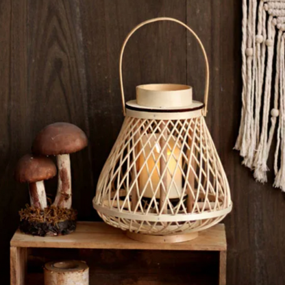Decorative Rattan Lantern with Flameless LED Candle