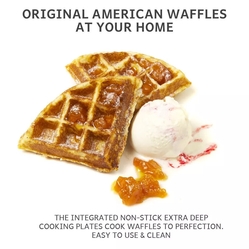 Deep Fill Waffle Maker Non Stick Belgian Waffle Iron