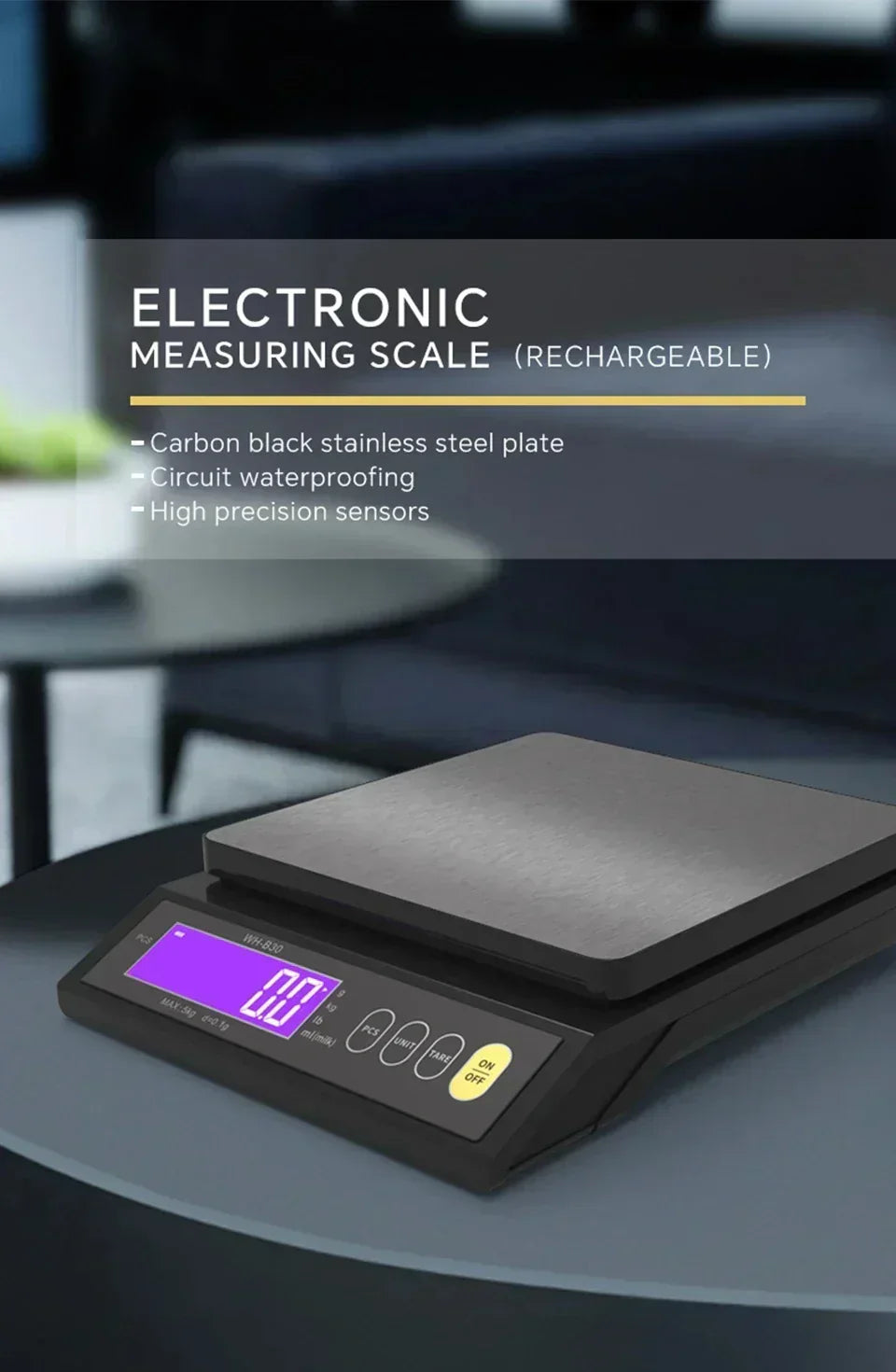 Digital Waterproof Kitchen Scale with Stainless Steel Platform
